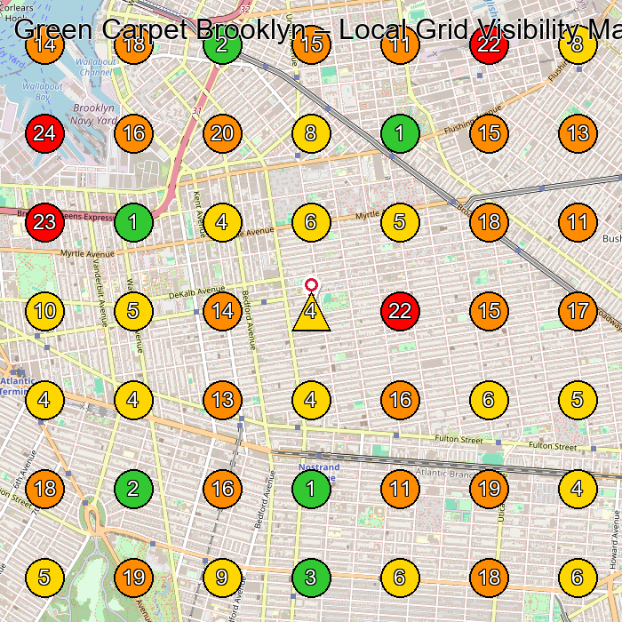 Green Carpet Brooklyn Carpet Cleaning Service GeoGrid ranking map for Brooklyn NY